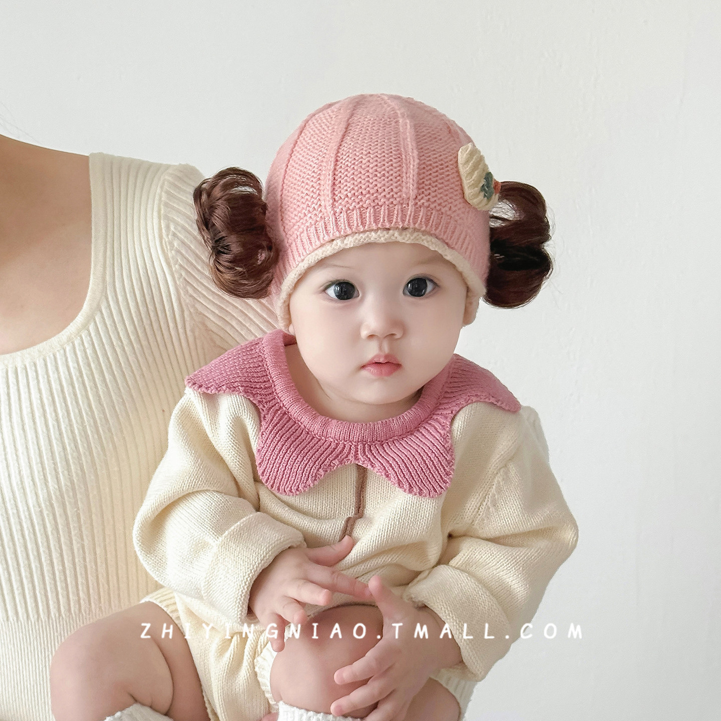 婴儿帽子秋冬季针织帽宝宝假发毛线帽可爱甜美小月龄婴幼儿护耳帽,童装/婴儿装/亲子装,帽子,淘宝优惠券,粉丝福利购,淘宝优惠卷