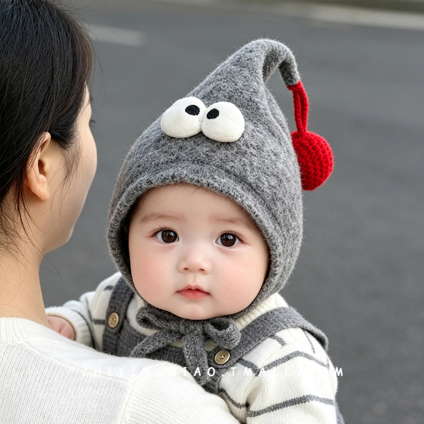 婴儿帽子小月龄新生可爱超萌怪兽帽男女宝宝护耳帽防风保暖尖尖帽