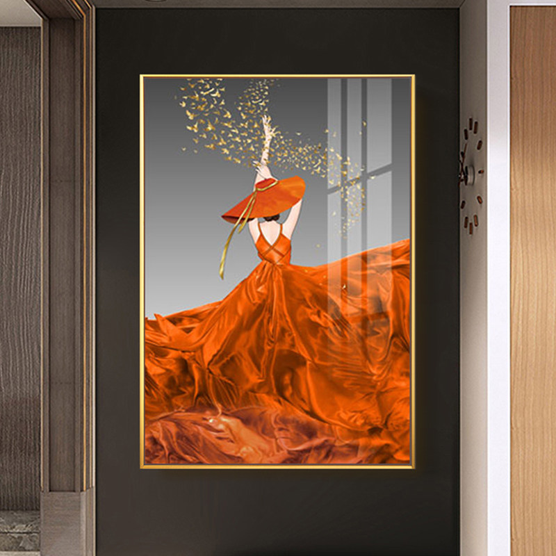 轻奢人物入户玄关装饰画曼妙少女走廊壁画现代简约高雅网红挂画