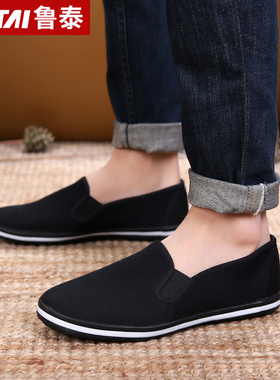 鲁泰老北京布鞋男一脚蹬软底鞋子中老年男士休闲鞋帆布鞋男爸爸鞋