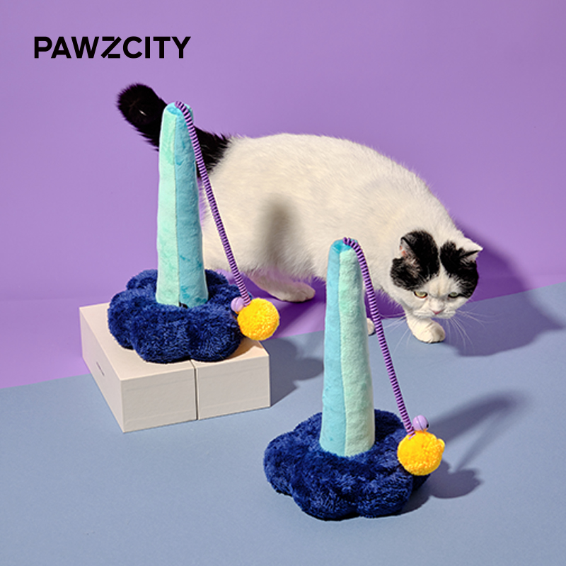 PAWZCITY时髦复古毛绒烛台圣诞节礼物逗猫棒