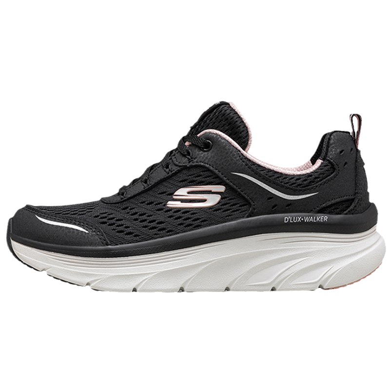 Skechers斯凯奇女鞋跑步鞋官方旗舰店秋季网面透气黑色休闲运动鞋