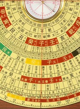 高精度三合罗盘专业初学者八寸随身二十四山指南针高级摆件铜面小