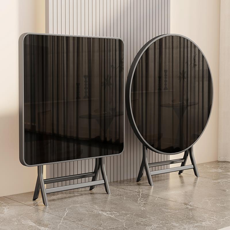 可折叠餐桌小户型圆桌家用四方桌出租屋饭桌外摆桌椅掼蛋专用桌子