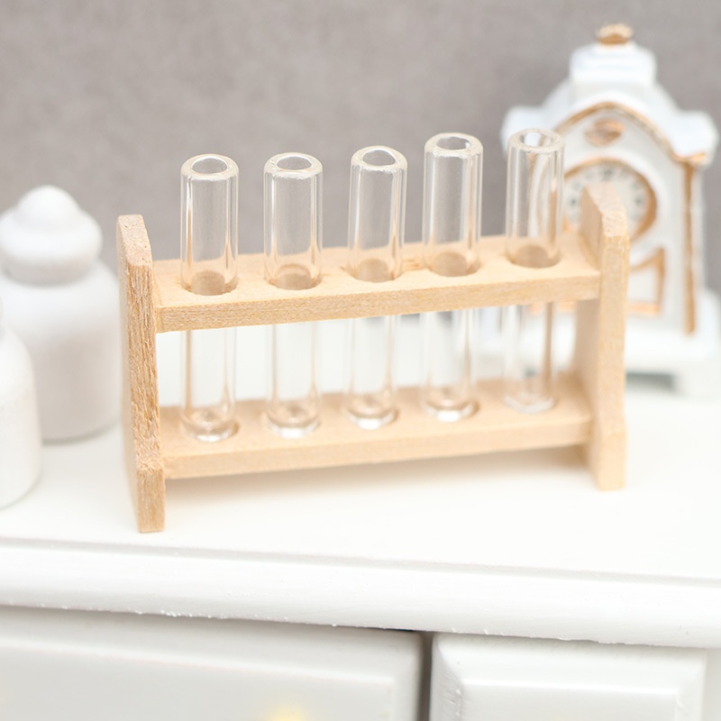 1：12迷你娃娃屋dollhouse实验室玻璃管试管架微缩食玩场景模型