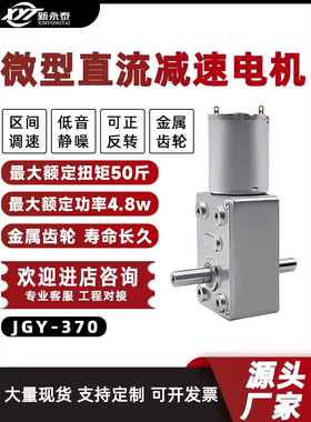 Jgy370涡轮蜗杆双出口调速电机微直流减速小型电机自锁6V12V24V
