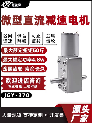 Jgy370涡轮蜗杆双出口调速电机微直流减速小型电机自锁6V12V24V
