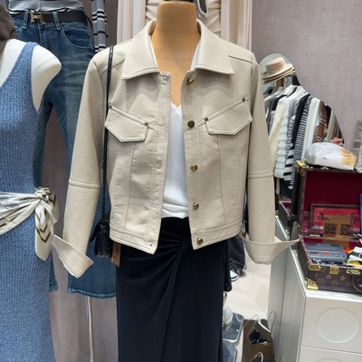 秋冬韩版时尚翻领短款皮衣外套