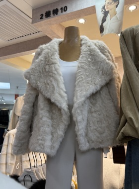 十三行现货2025冬季新款韩版时尚大翻领环保毛毛外套女s68848w267