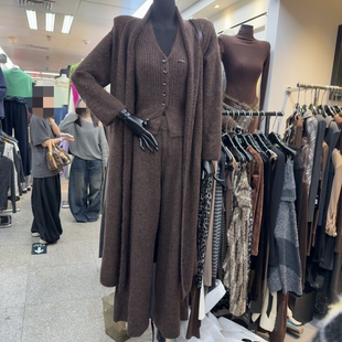 套装 阔腿裤 S68539W332 V领背心针织开衫 十三行现货2025秋冬新款