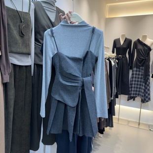 吊带半身裙套装 复古打底衫 S68471W263 时尚 十三行现货2025秋冬韩版