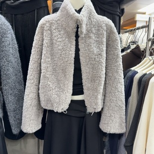 时尚 韩版 立领拉链皮毛一体外套S68693W400 新款 十三行现货2025冬季