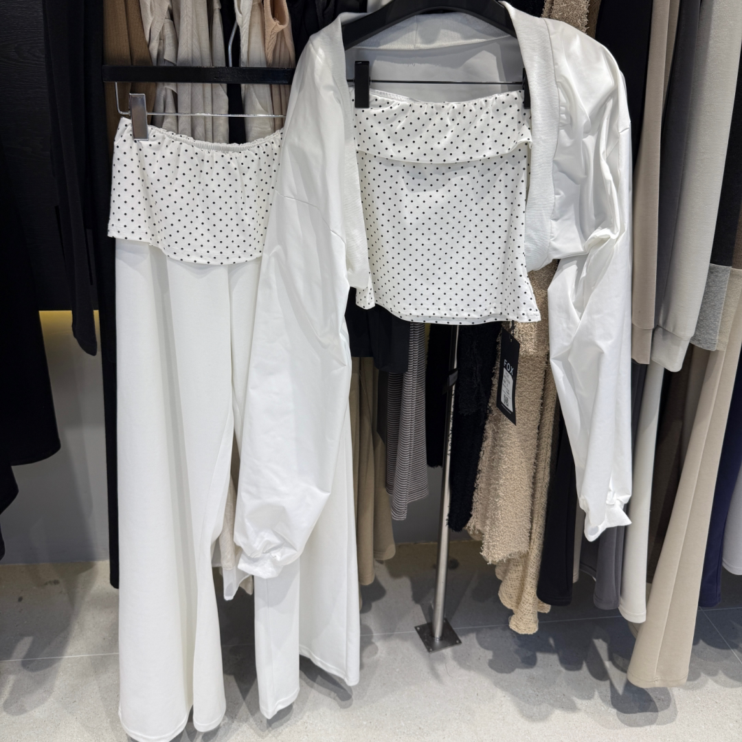 十三行现货2026春新款韩版波点抹胸短款外套屁帘阔腿裤s26168w123