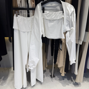 外套屁帘阔腿裤 波点抹胸短款 s26168w123 韩版 十三行拿货2026春新款