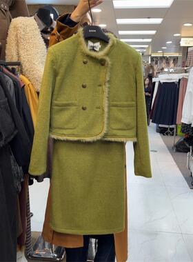 十三行现货2025秋冬新款法式复古外套半身裙套装羽绒s8205W444