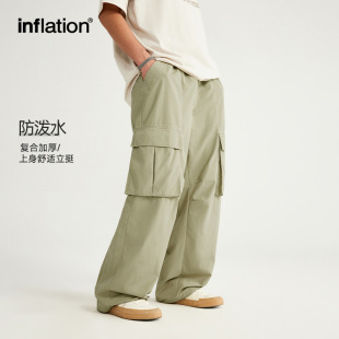 INF|春夏新品明线工装阔腿裤美式潮牌防雨水休闲工装口袋长筒裤男