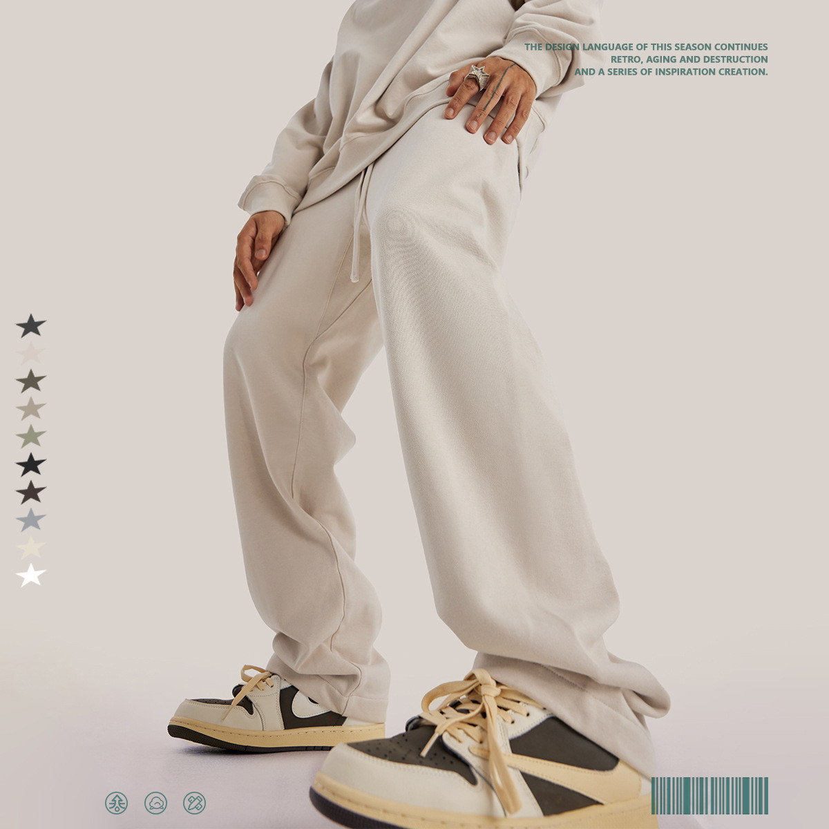 重磅高街垂坠感水洗直筒卫裤美式潮牌宽松百搭纯色直筒休闲长裤男