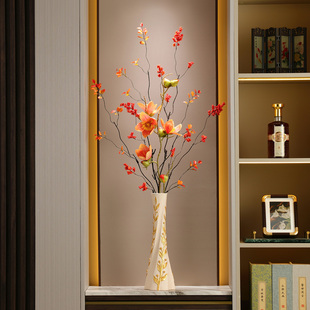 客厅摆件创意艺术花插竖高细长花瓶摆件壁龛入户玄关装饰品高级感