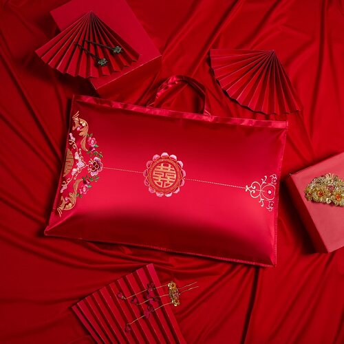 婚庆结婚柳柳乐园锦缎陪嫁收纳袋