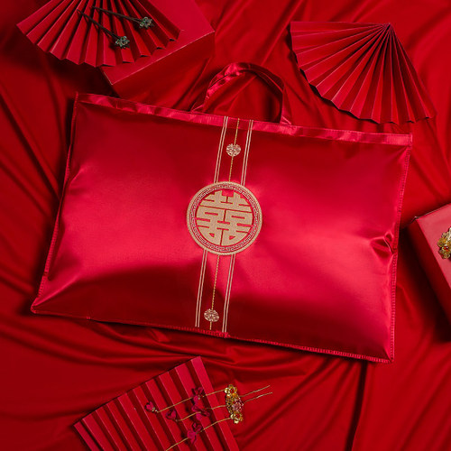 结婚枕芯红色喜庆风陪嫁收纳袋