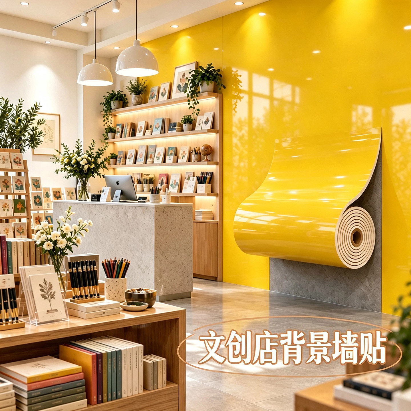 文创店背景墙面装饰仿瓷砖壁纸修补遮盖贴自粘防水防潮pvc护墙板