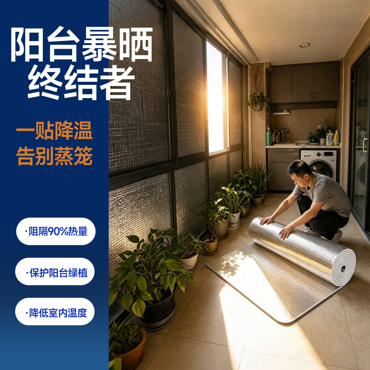 【双面铝隔热膜】窗户防晒隔热板图片