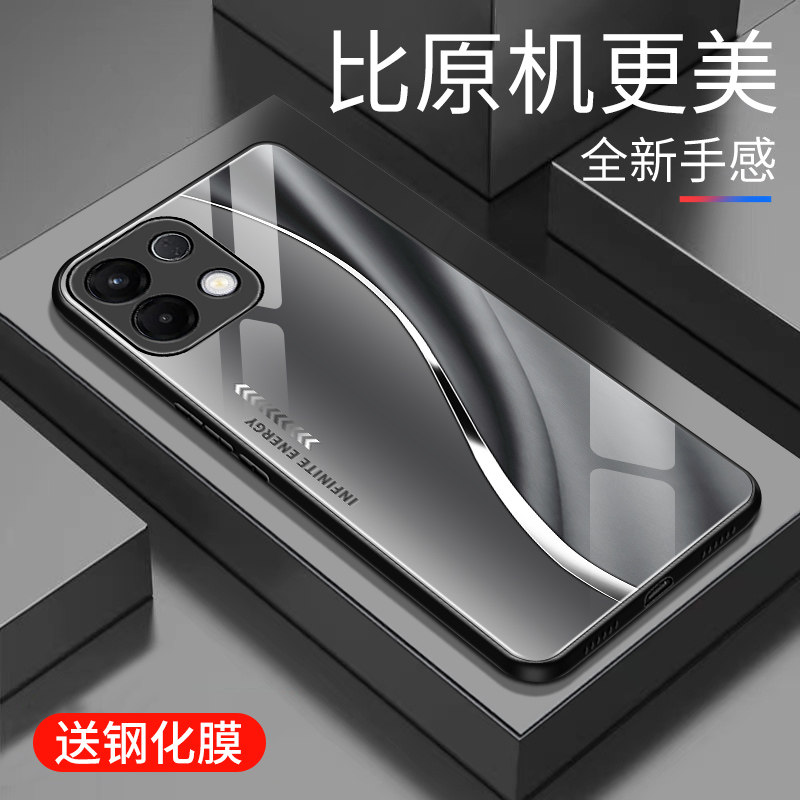 适用于OPPOK12S手机壳5G防摔玻璃壳新款硬壳个性男女网红高颜值创意保护壳全包边镜面时尚5G潮牌手机套超薄壳