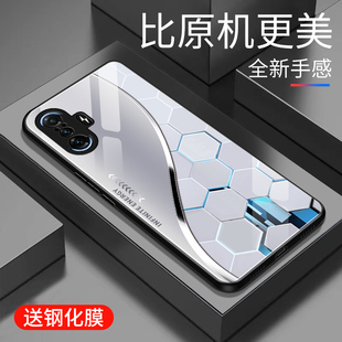 商务创意保护套镜面k40游戏增强版 个性 潮牌硅胶手机套外壳 手机壳玻璃简约新款 适用于红米k40游戏增强版