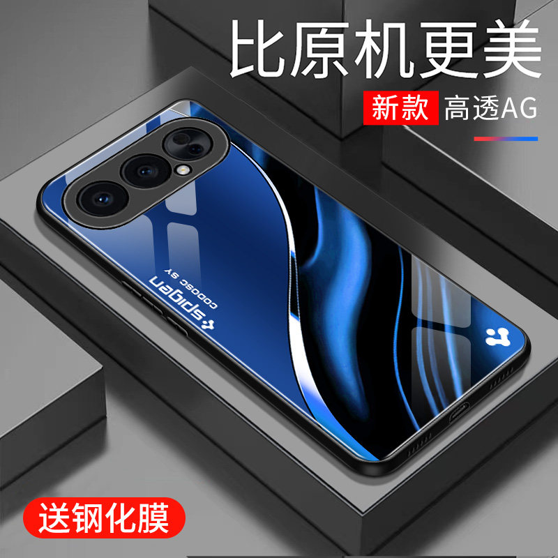 适用于荣耀500pro手机壳防摔玻璃壳硬壳个性男女网红高颜值创意保护壳全包边镜面时尚5G潮牌手机套超薄外壳