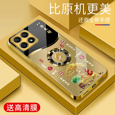 适用于华为荣耀x30i手机壳电镀金玻璃简约新款男女轻奢生肖保护套镜面时尚荣耀x30i潮牌硅胶手机套高颜值外壳