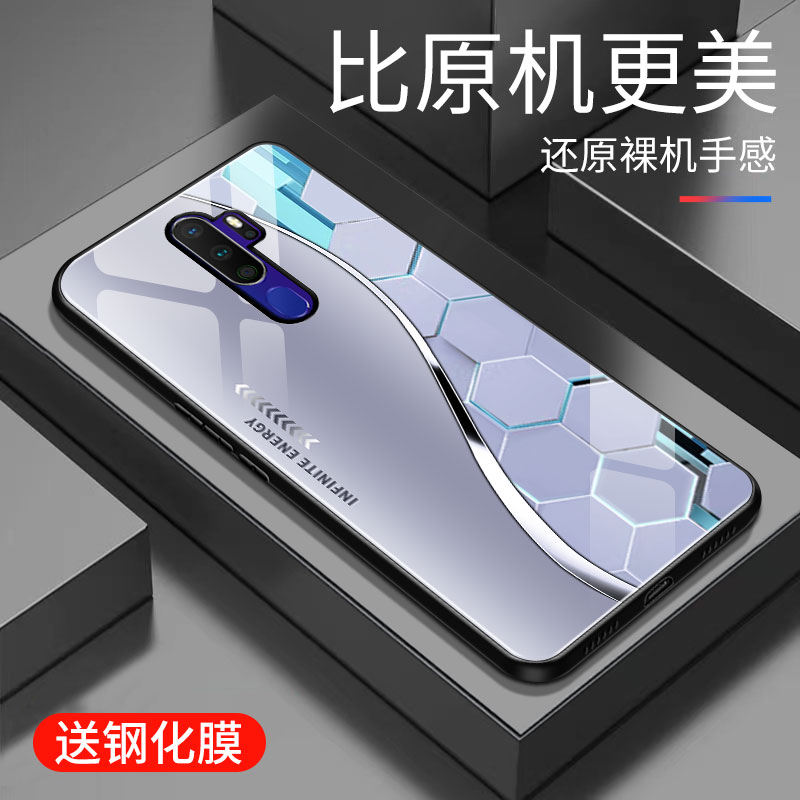 适用于OPPOA11手机壳防摔玻璃壳新款硬壳个性男女网红高颜值创意保护壳全包边镜面时尚5G潮牌手机套超薄外壳