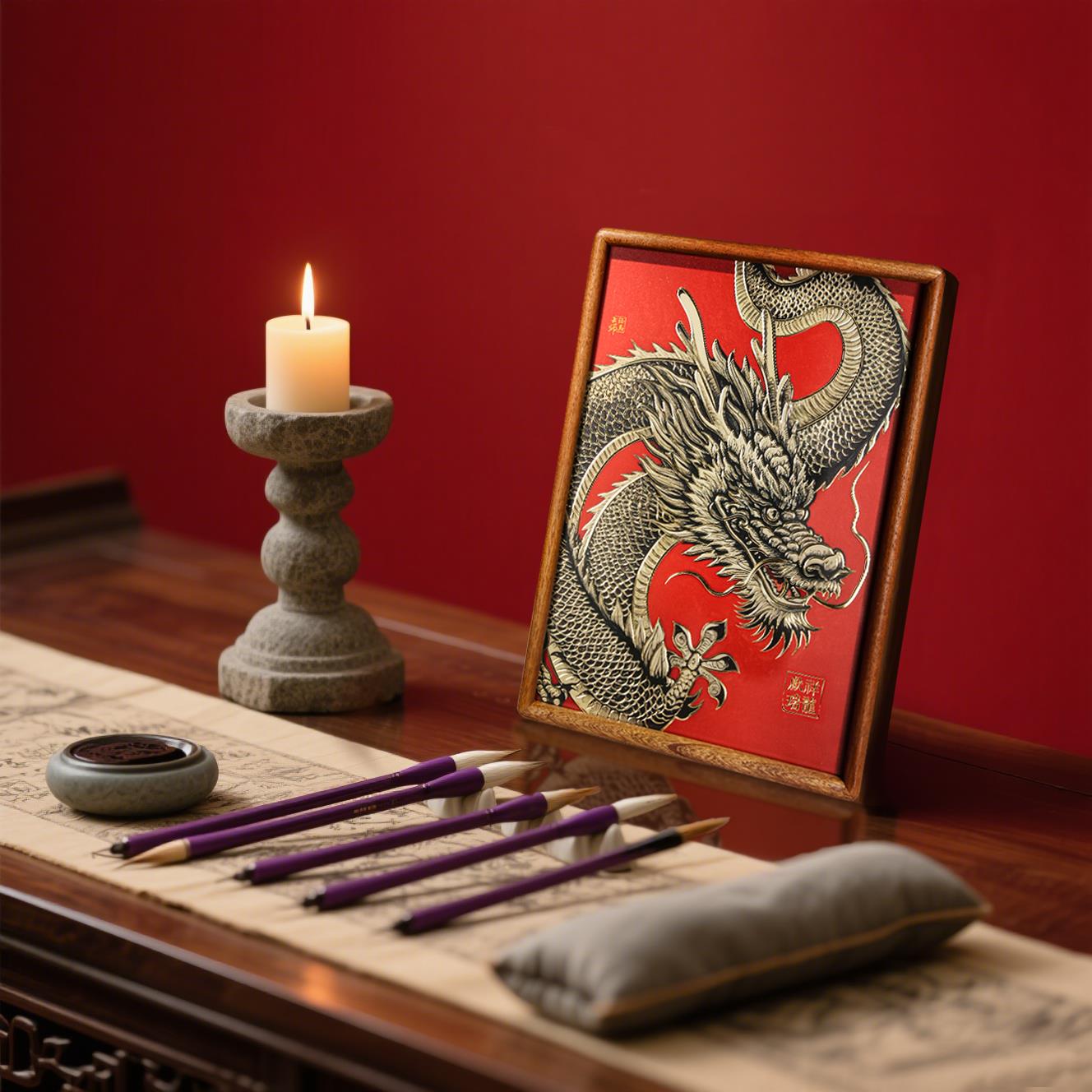 手工錾刻铜雕画12生肖装饰画摆件