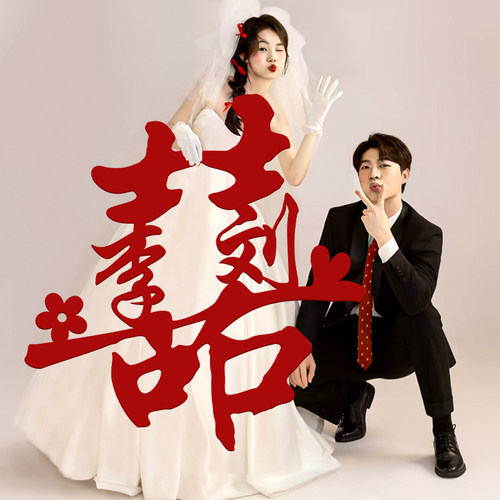 姓氏定制囍字结婚喜字贴拍照道具