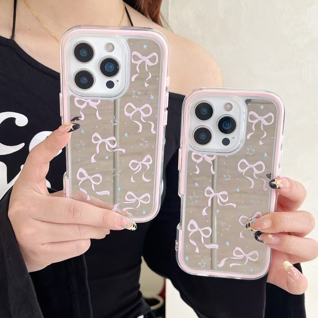 丝带星星镜面适用苹果13手机iphone16PROMAX华为荣耀小米14手机壳