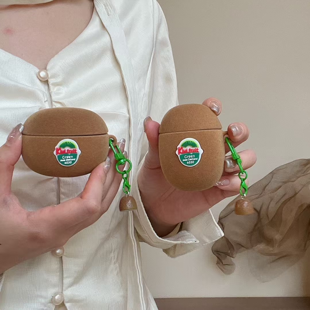 植毛绒猕猴桃适用AirPods Pro保护壳1/2代苹果蓝牙耳机套AirPods4