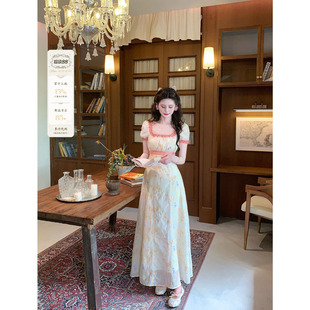 现货一生罗曼【玛格丽特】法式复古碎花连衣裙女夏显瘦刺绣仙女裙
