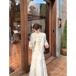一生罗曼【燕麦序章】法式气质小香羊毛双面呢外套女秋冬短款大衣