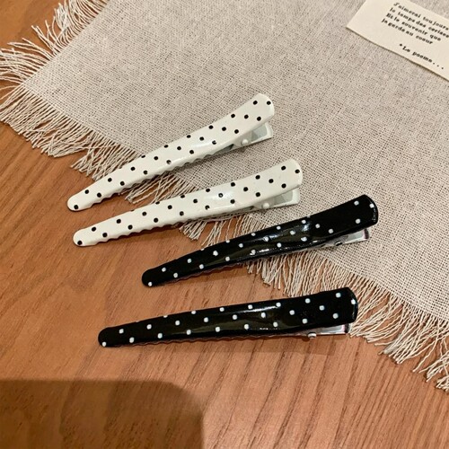 黑白波点发夹简约甜美可爱夹子日常百搭扎头发清新侧边刘海鸭嘴夹
