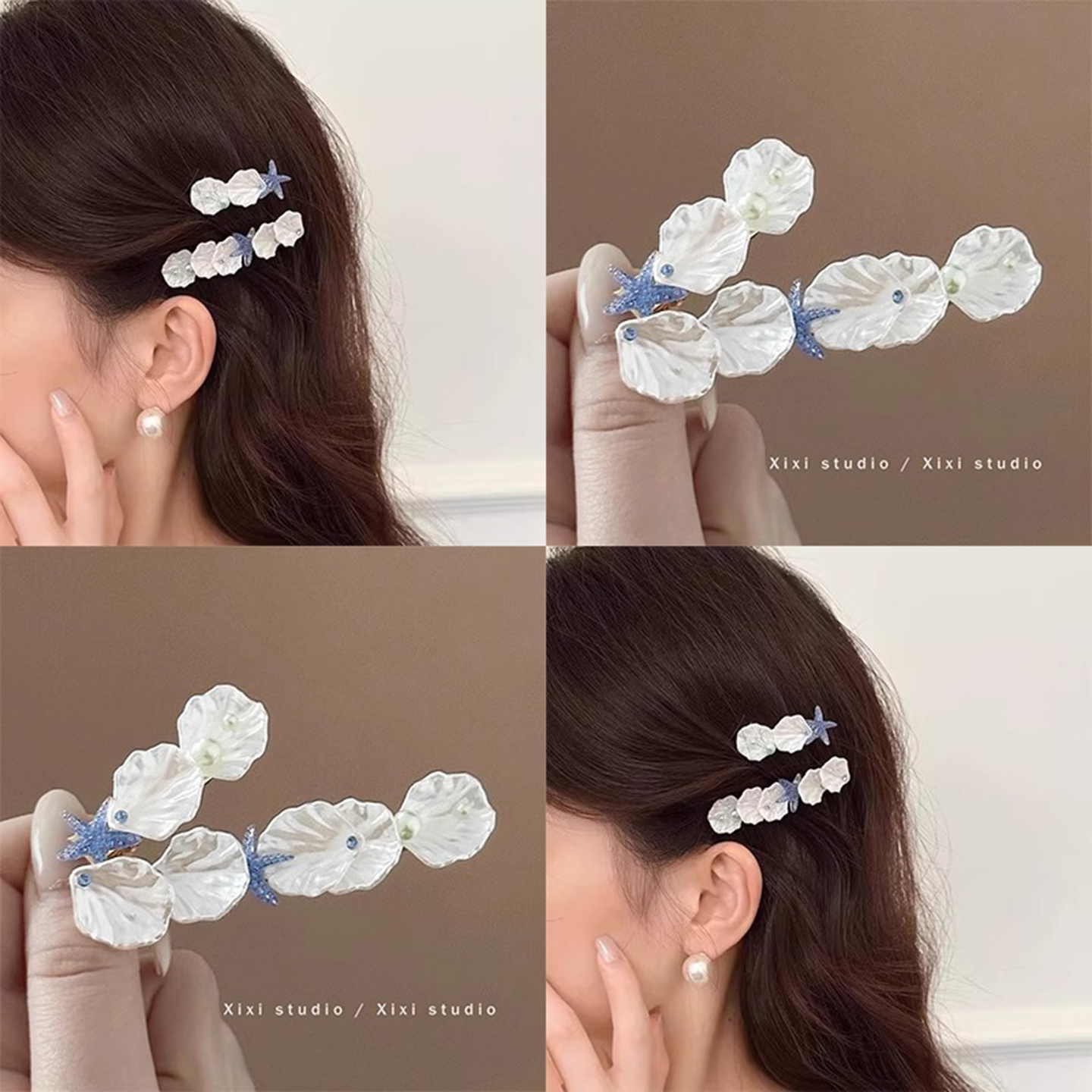 韩系海星贝壳发夹女2025新款侧边夹刘海夹发卡高级感一字夹子头饰