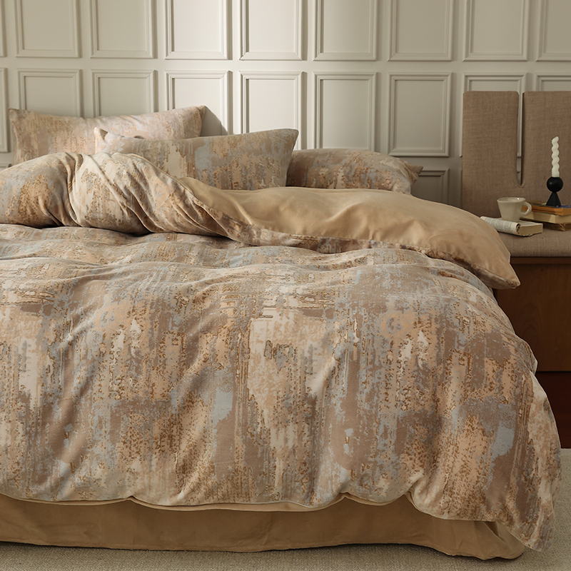 加厚加绒牛奶绒四件套秋冬季保暖