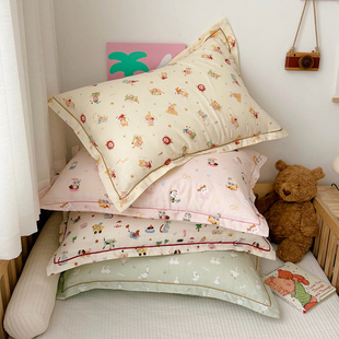 可爱卡通儿童枕套全棉双层纱小动物枕头套30x50cm单只装婴幼儿A类