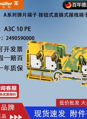 魏德米勒A3C 10 PE A系列 10平方直插式黄绿色接地端子2490590000