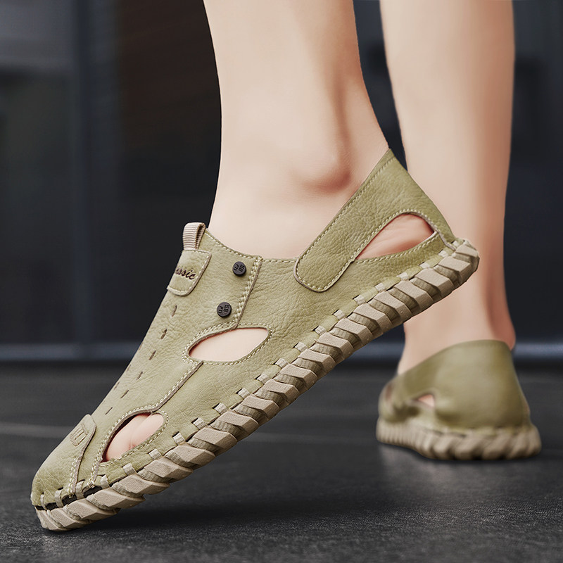 凉鞋男款夏季外穿2025新款潮流防滑开车上班手工包头百搭凉拖鞋,流行男鞋,沙滩鞋,淘宝优惠券,粉丝福利购,淘宝优惠卷