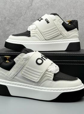 春秋季小众国潮魔术贴男鞋面包鞋潮牌厚底增高板鞋学生运动休闲鞋