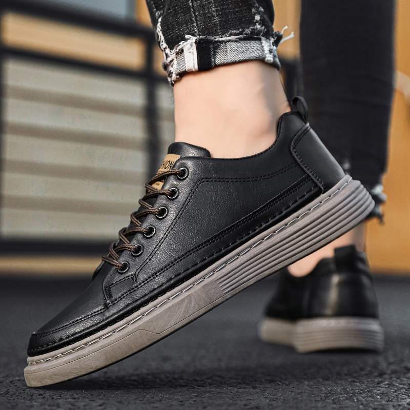 男鞋冬季劳保运动休闲皮鞋商务正装西装工作上班厨师防滑板鞋潮鞋