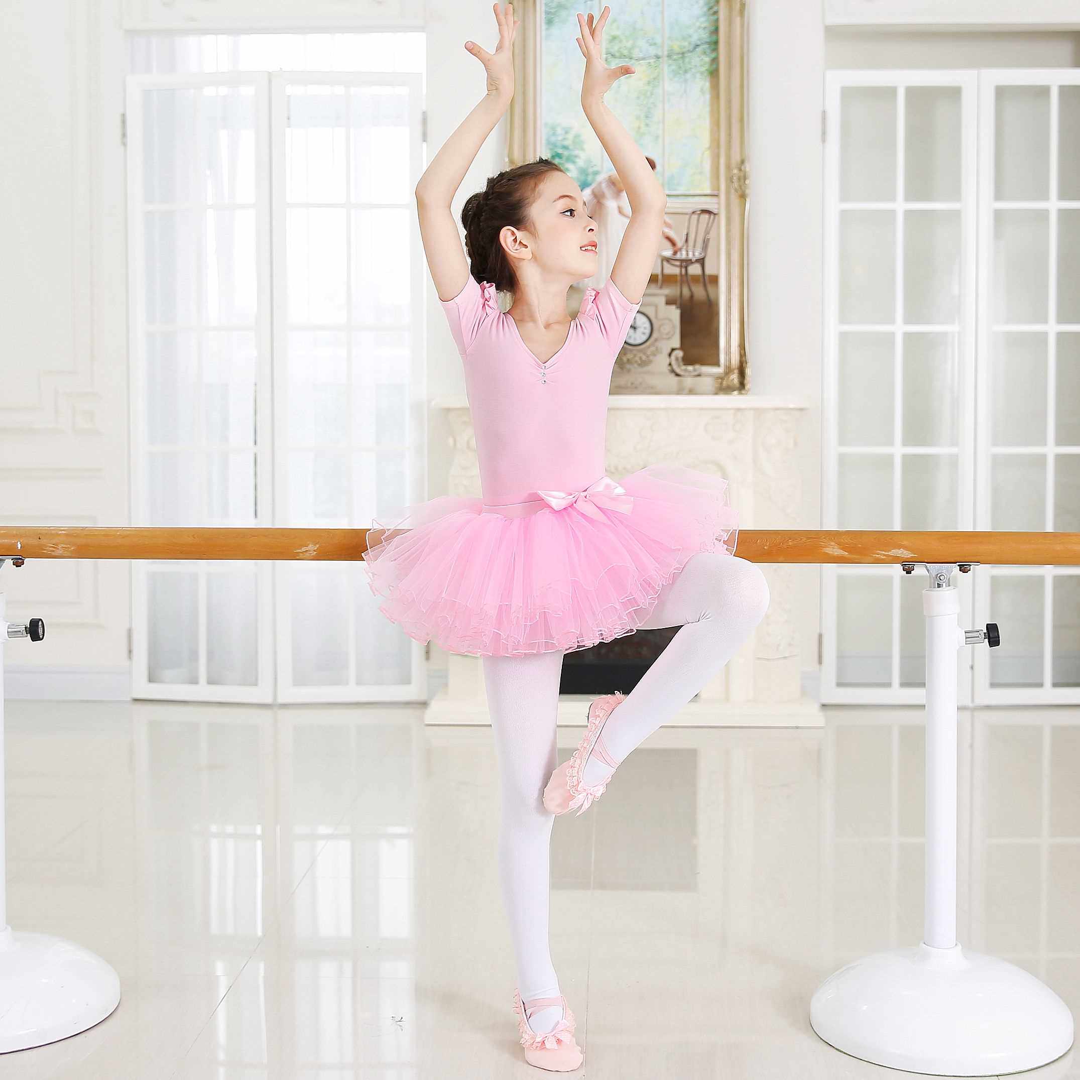 正品儿童舞蹈服女童练功服春秋舞蹈裙芭蕾舞裙表演拉丁舞长短袖演