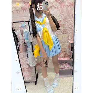 软妹可爱日萌系少萝甜妹浅蓝水手服制服套装JK套裙女学生高中生