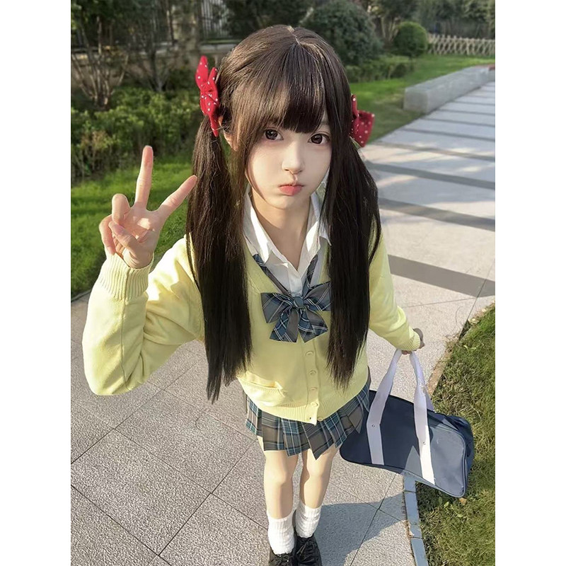 jk制服套装学院风原创日系毛衣开衫外套搭校园学生小鸡黄新款女装