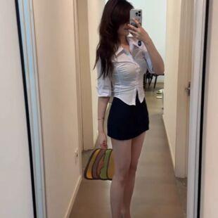 御姐风套装白色半袖修身衬衫女早秋显瘦高智感包臀短裙职业工作服