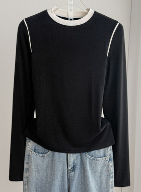 2025春秋新款德绒羊绒蛋白肌底圆领打底衫女秋冬内搭洋气长袖上衣